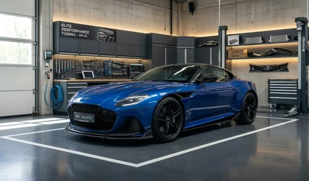 Luxury car parked in a clean garage for tuning inspiration