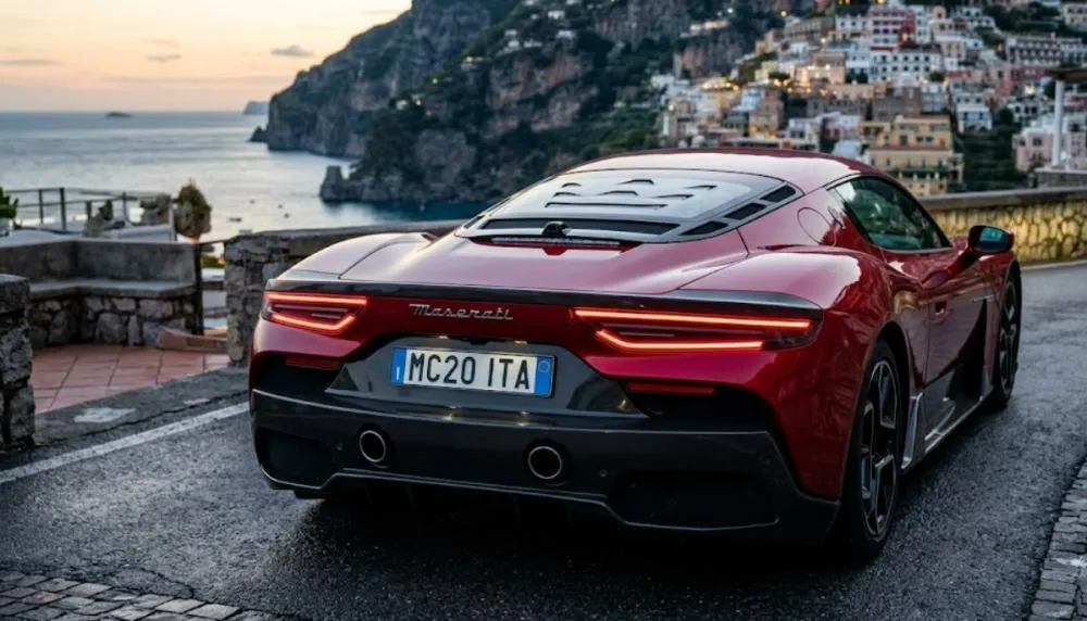 Maserati luxury car rear with visible exhaust outlets