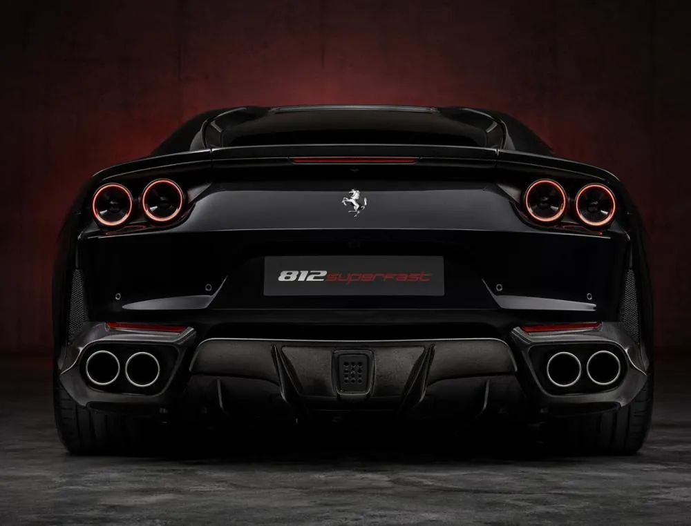 Rear view of a luxury sports car showing exhaust tips