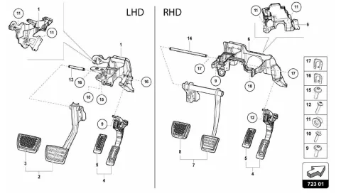 723.01.00-BRAKE AND ACCEL. LEVER MECH.