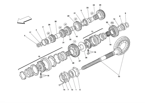 0034 SECONDARY GEARBOX SHAFT GEARS