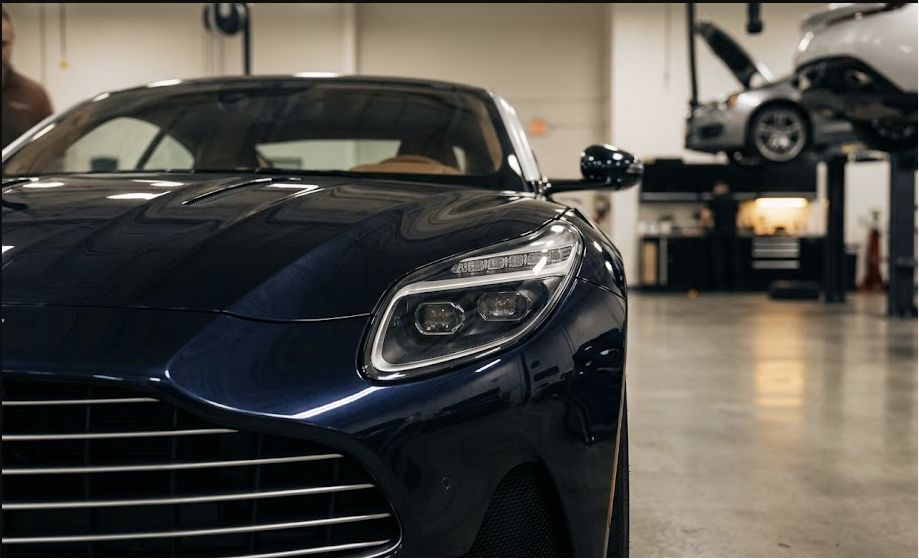 Luxury car in a clean repair garage
